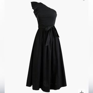 J.Crew Factory One-shoulder midi dress Black size 8P NWT‎